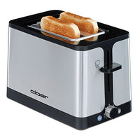 Thumbnail for Cloer 3609 Toaster, 900 W, für 2 Toastscheiben, Auftaufunktion, integrierter Brötchenaufsatz, Nachhebevorrichtung, wärmeisoliert, mattiertes Edelstahlgehäuse