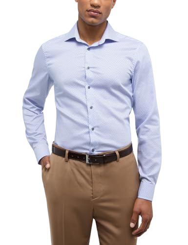 ETERNA Slim Fit Hemd Langarm New Kent Kragen Muster blau Größe 41 im Sale