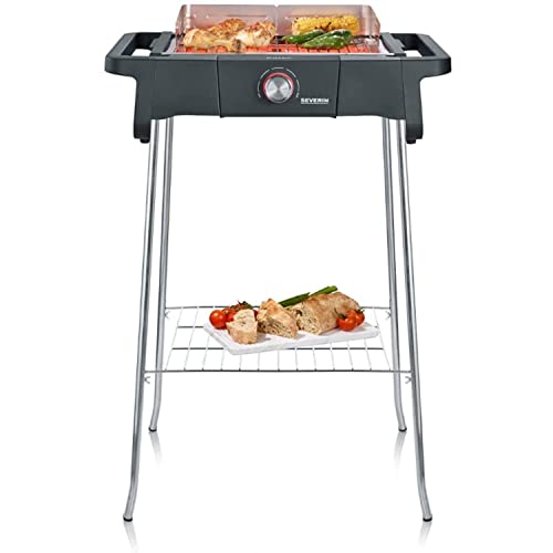 SEVERIN Style Evo Elektrogrill mit Standuntergestell und Ablagerost, Standgrill mit schnellem Grillstart bis 350 °C, Balkon Grill mit optimaler Hitzeverteilung, Schwarz, PG 8124 im Sale