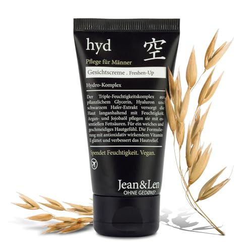 Jean & Len Hydro-Gesichtscreme Men, erfrischende Pflege für Tag & Nacht, Triple-Feuchtigkeitskomplex, pflegt die Haut mit Argan- und Jojobaöl, verbessert das Hautrelief, vegan, 50 ml im Sale