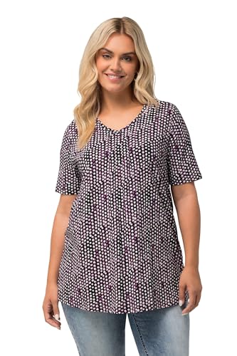 Ulla Popken Damen Fältchenshirt Mit Minimaldruck T-Shirts, Lila, 46-48 EU im Sale