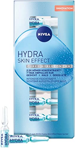 NIVEA Hydra Skin Effect 7 Tage Ampullen Kur (7 x 1 ml), hochkonzentrierte Gesichtspflege Kur für sichtbar aufgepolsterte Haut, Gesichtskur mit purem Hyaluron [HA]