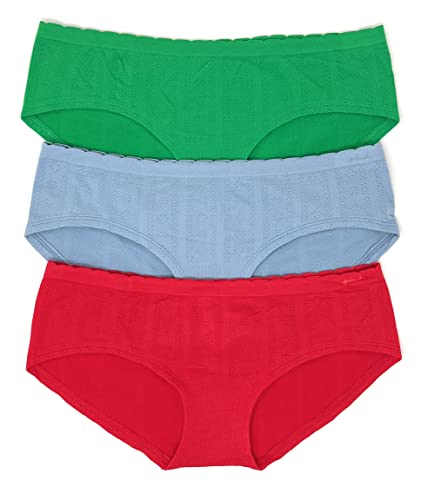 Victoria's Secret PINK Hipster Panty Set of 3 Small Green Pointelle/Chalk Blue Pointelle/Red Pointelle, Green Pointelle / Chalk Blue Pointelle / Red Pointelle, im Sale