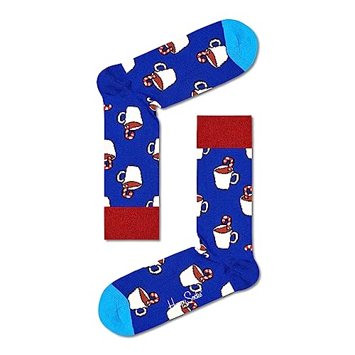 Happy Socks Unisex Candy Cane Cocoa Socken, Blau, Weiß, Rot, Braun, Small/Medium im Sale