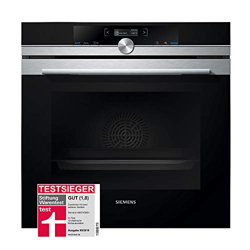 Siemens HB674GBS1 iQ700 Einbau-Backofen, Edelstahl, A+ / activeClean Selbstreinigungs-Automatik, coolStart-kein Vorheizen, Backofentür mit SoftMove für Öffnen- Schließen, Schwarz im Sale