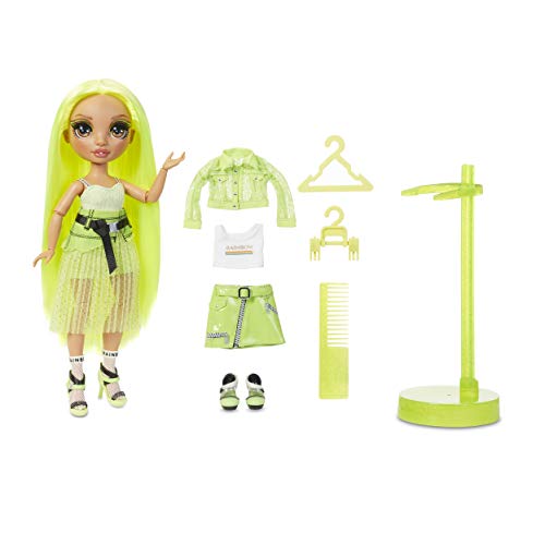 Rainbow High Fashion Doll - Karma Nichols - Neon Puppe mit Luxus-Outfits, Accessoires und Puppenständer Series 2 - Geschenk für Mädchen ab 6+ Jahren