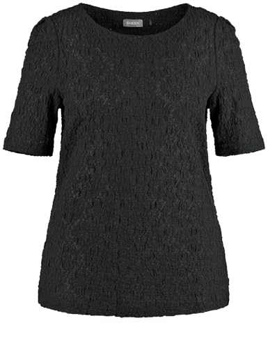 Samoon Damen Spitzenshirt mit Bubble-Effekt halber Arm unifarben Black 54 im Sale