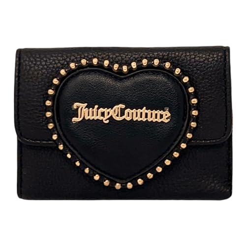 Juicy Couture Doppelseitige dreifach gefaltete Geldbörse für Damen mit Schlüsselring, Lakritzherz, Einheitsgröße, Dreifach gefaltete Brieftasche im Sale