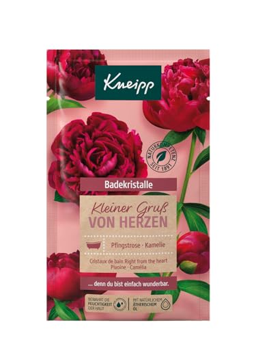 Kneipp Badekristalle Kleiner Gruß von Herzen, Badesalz mit Tiefensalz und der Kombination aus Pfingstrosenextrakt und pflegendem Kamelienöl, ein Moment der Geborgenheit, 60g