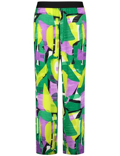 Samoon Damen Palazzohose mit Allover-Print Carlotta Gemustert reguläre Länge Lemon Green Gemustert 42 im Sale