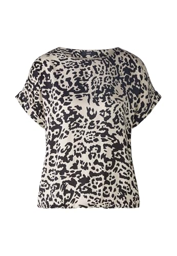 Oui Damen Blusenshirt Viskosepatch Boxy geschnitten Animalprint Business, Freizeit Rundhals ohne Kragen Viskosemischung im Sale