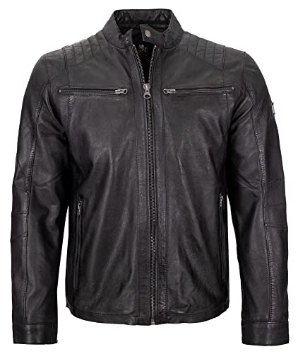 Otto Kern - Herren Lederjacke Lammnappa royal-Black im Sale