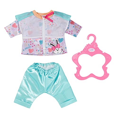 BABY born 832622 Freizeitanzug Aqua 43cm - Puppenkleidung Set bestehend aus farbenfrohe Freizeitjacke mit türkiser Glanzleggings und Kleiderbügel im Sale