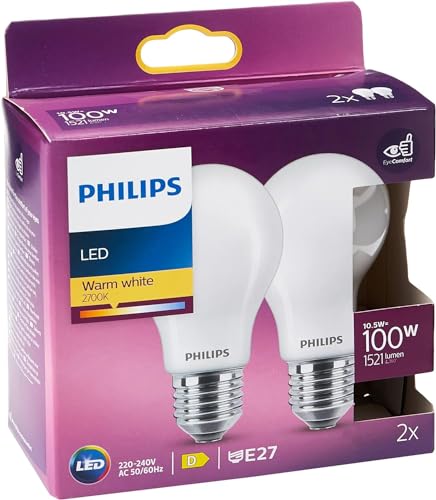 Philips LED Classic E27 Filament Lampen (100 W), matte LED Lampen mit warmweißem Licht, energiesparende LED Beleuchtung mit langer Nutzlebensdauer im Sale