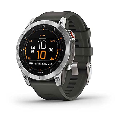 Garmin EPIX – GPS-Multisport-Smartwatch mit brillantem 1,3“ AMOLED-Display und Touch-/Tastenbedienung. TOPO-Karten, 60 Sport-Apps, Garmin Music, Garmin Pay, bis zu 16 Tage Akkulaufzeit, wasserdicht. im Sale