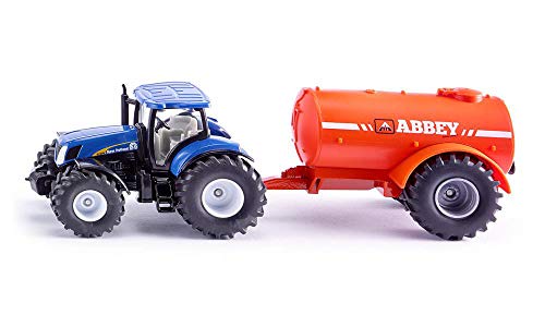 Siku 1945, Traktor mit Ein-Achs-Güllefass, 1:50, Metall/Kunststoff, Blau/Orange, Kombinierbar mit SIKU Modellen im gleichen Maßstab