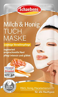 Thumbnail for Schaebens Milch & Honig Tuchmaske - cremige verwöhnpflege mit Milch, Honig und Macadamianuss-Öl für, 1 Stück (1er Pack)