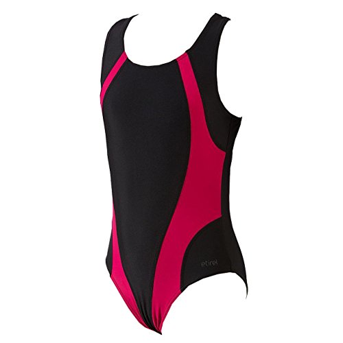 etirel Mädchen- Schwimmanzug Mel jrs, schwarz/rot dark,116 im Sale