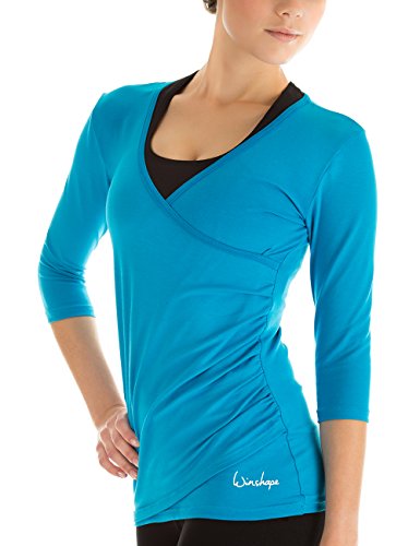 WINSHAPE Damen Ws3 In Wickeloptik 3/4-arm Shirt, Türkis, EU im Sale