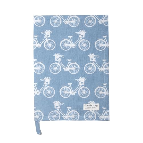 Krasilnikoff - Geschirrtuch - Bikes, 100% Bauwolle (Dusty Blue)