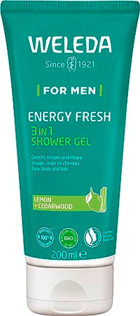 Thumbnail for WELEDA Bio For Men 3in1 Duschgel & Shampoo Energy Fresh - Naturkosmetik Männer Duschseife & Haarpflege mit Zitrone & Zedernholz Duft. Shower Gel zur Reinigung von Gesicht, Körper & Haar (1x 200ml) im Sale