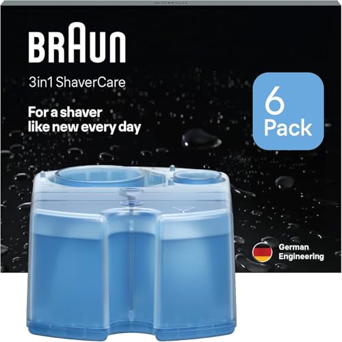 Braun 3-in-1 ShaverCare Reinigungskartuschen für Reinigungsstationen, reinigt Rasierer 10x besser als Wasser, ORIGINAL Kartusche, hygienische Reinigung, Entfernt Haare und Hautpartikel, 6er Pack im Sale