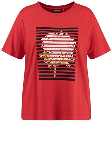 Samoon Damen T-Shirt mit Frontprint Kurzarm Frontprint Power Red Gemustert 50 im Sale