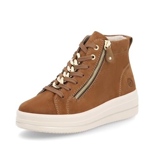 Remonte Damen High-Top Sneaker D1C70, Frauen Halbschuhe,lose Einlage,straßenschuhe,Strassenschuhe,Freizeitschuhe,Turnschuhe,braun (22),40 EU im Sale