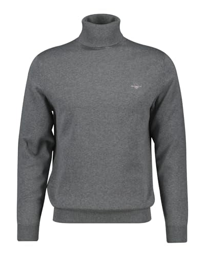 GANT Herren Classic Cotton ROLLERNECK Pullover, Dark Grey Melange, im Sale