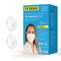 Thumbnail for TechniSat TECHNIMASK 2.0 - FFP2 Maske (5-lagige Gesichtsmaske mit hochwertigem Vlies, Mund- und Nasen-Bedeckung, dermatologisch getestet, Made in Germany) Farbe weiß - 15 Stück… im Sale