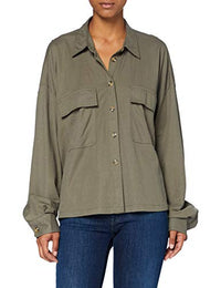 Thumbnail for Herrlicher Damen Lash Viskose Mix Structured Bluse, Military Olive 415, im Sale