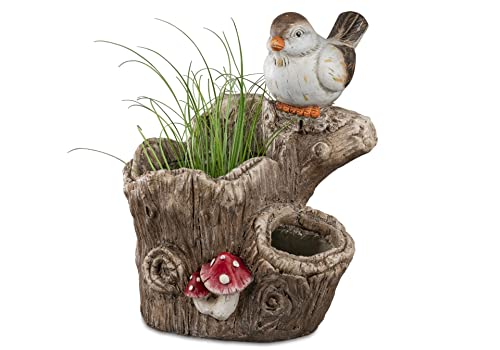 formano Pflanzgefäß Baumstamm mit Vogel Blumentopf Gartendeko im Sale