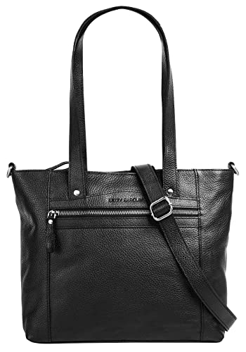 Betty Barclay Shopper Echt Leder Damen | Business Shopper, Laptoptasche mit Smartphonefach, Handtasche mit 3 Reißverschlussfächern, Umhängetasche schwarz | 021186 im Sale