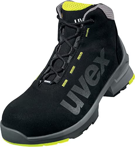 Uvex 1 Sicherheitsschuhe S2 SRC, Stiefel, Arbeitsschuhe für Herren, Schwarz/Lime, Größe 43