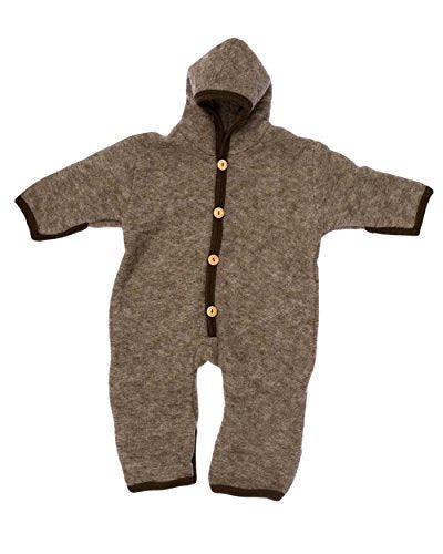 Cosilana, NEU Baby Fleece Overall mit Umschlag, 60% Schurwolle (kbT), 40% Baumwolle (KBA) (62/68, Grau meliert) im Sale