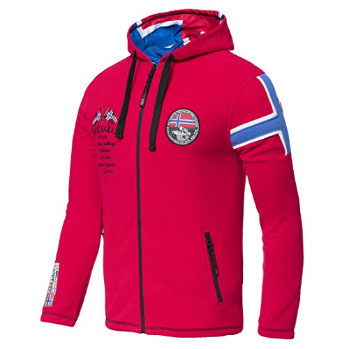 Nebulus Herren Fleecejacke Kinley, warme Fleece Jacke, mit langem Full-Zip Reißverschluss, rot - im Sale