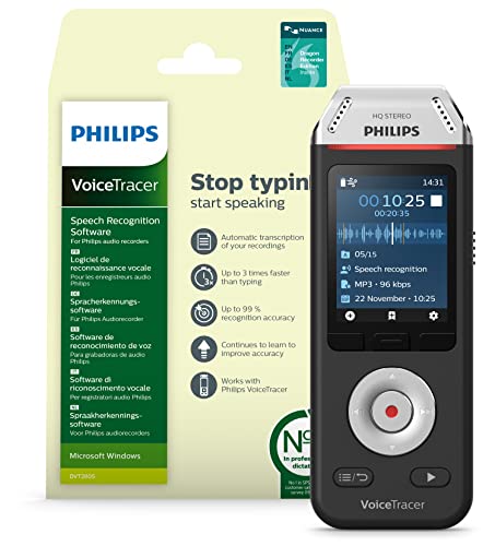 Philips VoiceTracer DVT2810 Audiorecorder mit Spracherkennungssoftware für den PC von Dragon Spracherkennung, usb im Sale