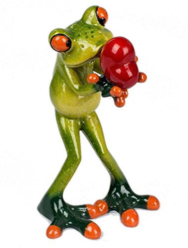 Dekofigur verliebter Frosch mit Herz grün H. 14cm B. 7cm Poly Formano