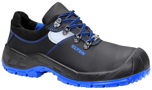 ELTEN Sicherheitsschuhe Alessio Steel XXW Low ESD S3, Damen und Herren, Leder, Stahlkappe, leicht, robust Schwarz,Blau38 im Sale