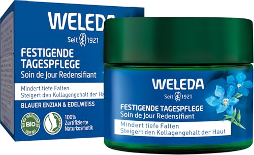 WELEDA Bio Festigende Tagespflege Blauer Enzian & Edelweiß - Naturkosmetik Natural Anti Aging Gesichtscreme/Feuchtigkeitscreme mindert tiefe Falten & reduziert Pigmentflecken (vegan, 40ml) im Sale