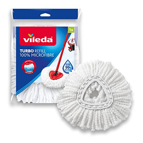 Vileda Turbo Easy Wring & Clean Classic Ersatzmoppkopf, geeignet für alle Vileda Schleudermopp-Bodenwischer, für alle harten Böden, entfernt über 99% der Bakterien nur mit Wasser*, 1er Pack im Sale