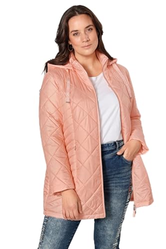 MIAMODA Damen große Größen Übergrößen Plus Size Steppjacke, Kapuze apricot 52 202294648-52