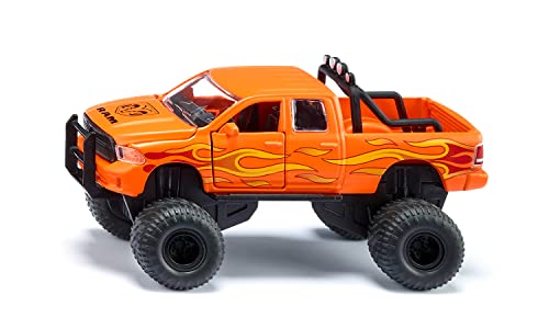 siku 2358, Dodge RAM 1500 mit Ballonreifen, Spielzeug-Auto, 1:50, Metall/Kunststoff, Schwarz/Orange, Wechselbare Räder, Tür, Motorhaube und Heckklappe zum Öffnen im Sale