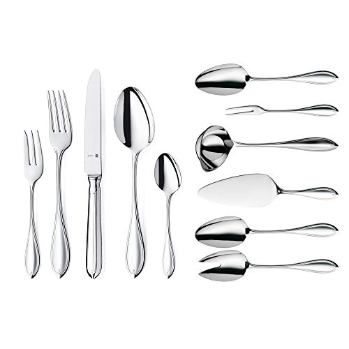 WMF Premiere Besteck Set 12 Personen, 66 teilig, 60 Teile mit Servierbesteck, Hohlheftmesser, Cromargan protect poliert, kratzbeständig, spülmaschinenfest