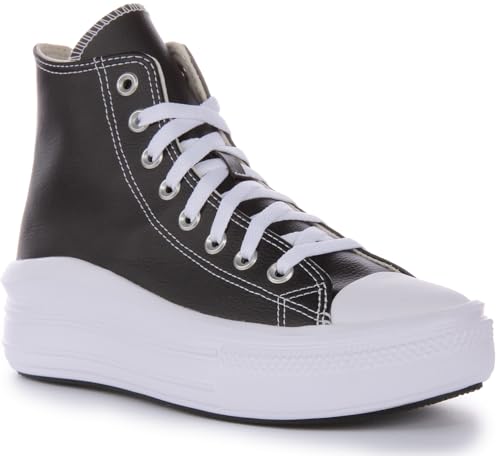 CONVERSE Damen Chuck Taylor All Star Move Platform FOUNDATIONAL Leather Sneaker, Schwarz Weiß, 42 EU im Sale