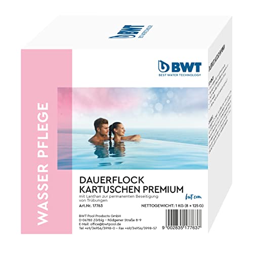 BWT Dauerflockkartuschen | Permanente Beseitigung von Trübungen und Algen | Für Kristallklares Poolwasser | Bessere Wasserqualität