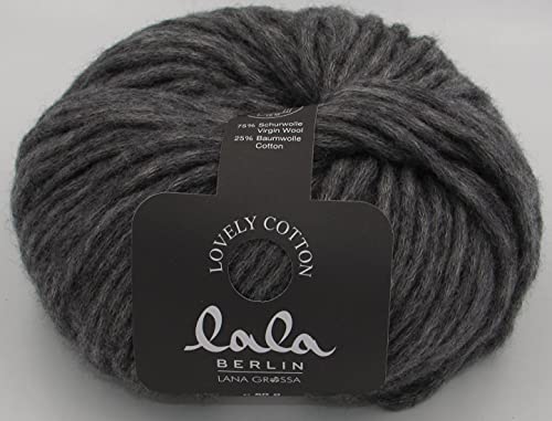 LANA GROSSA Lovely Cotton lala Berlin | Soffilo mit Baumwolle | Handstrickgarn aus 75% Schurwolle (Merino) & 25% Baumwolle | 50g Wolle zum Stricken & Häkeln | 90m Garn im Sale