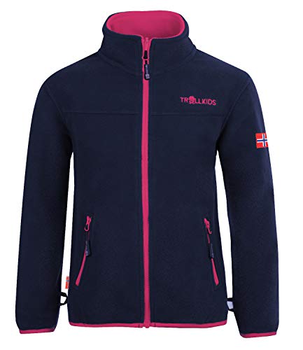 Trollkids Mädchen Oppdal XT Fleece Jacke, Marineblau/Magenta, Größe 140 im Sale