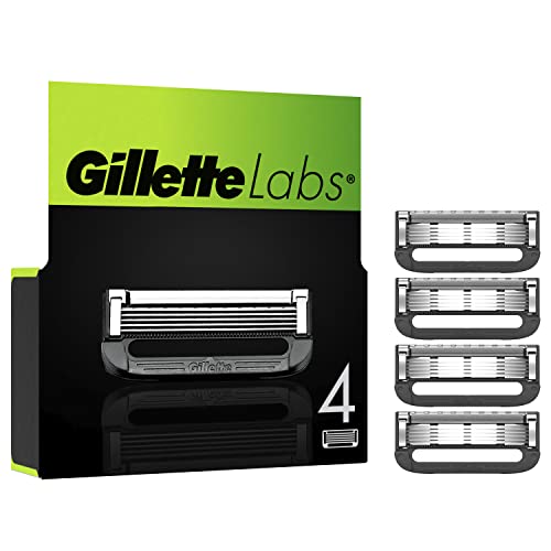 Gillette Labs Rasierklingen für Rasierer, 4 Ersatzklingen für Gillette Labs Nassrasierer Herren mit Reinigungs-Element und Heated Razor