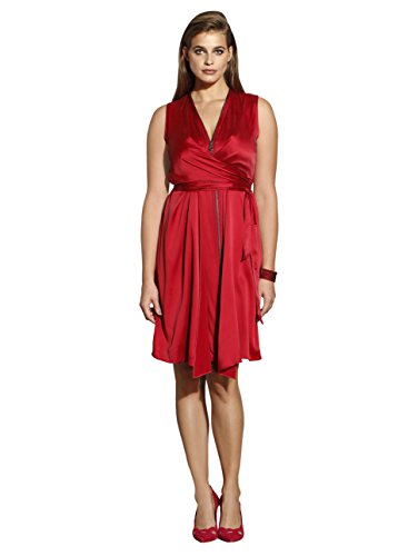 Damen Kleid mit Reißverschluss und Bindeband by Alba Moda Red